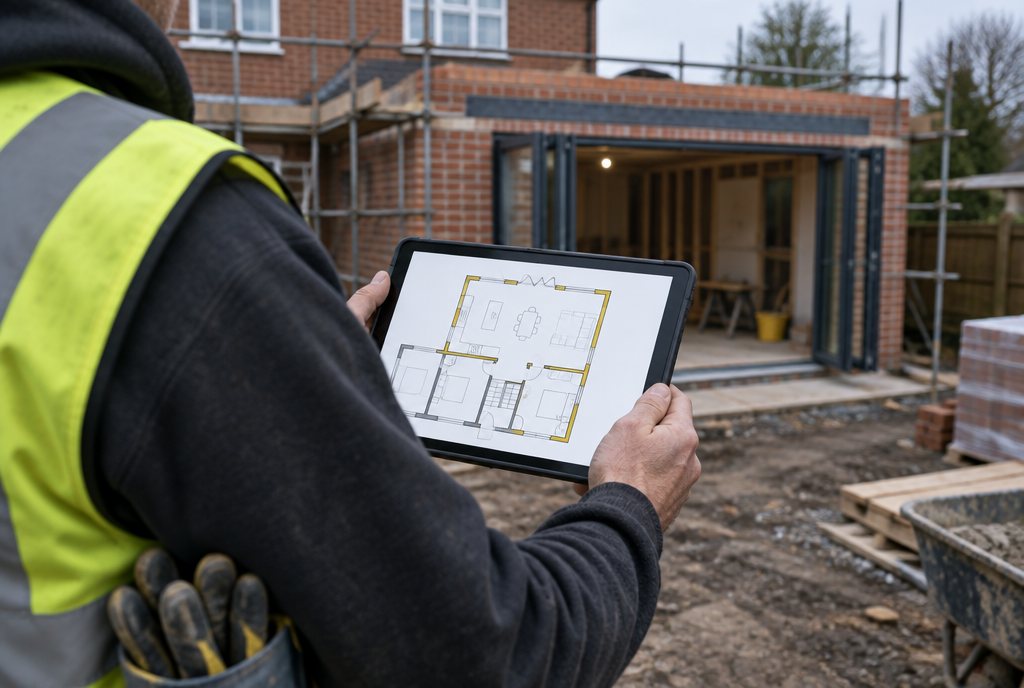 A builder pricing a job on a tablet on site